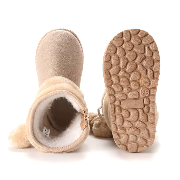 Bottes de Neige Bébé Fourrées avec Pompons