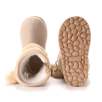Bottes de Neige Bébé Fourrées avec Pompons
