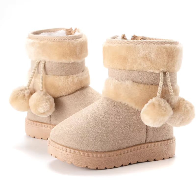 Bottes de Neige Bébé Fourrées avec Pompons