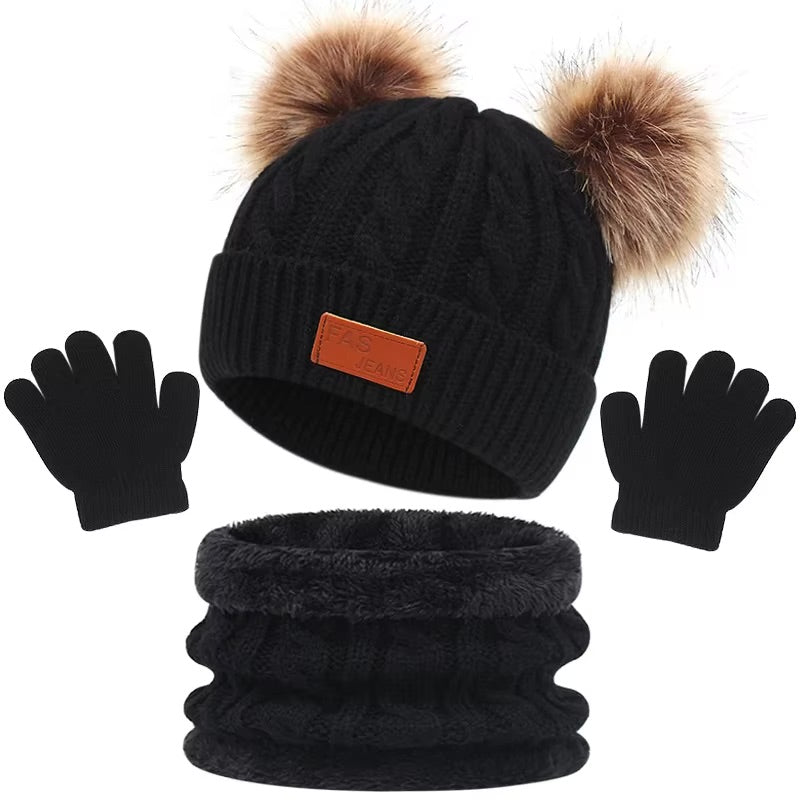 Ensemble Bonnet Bébé Écharpe et Gants Hiver