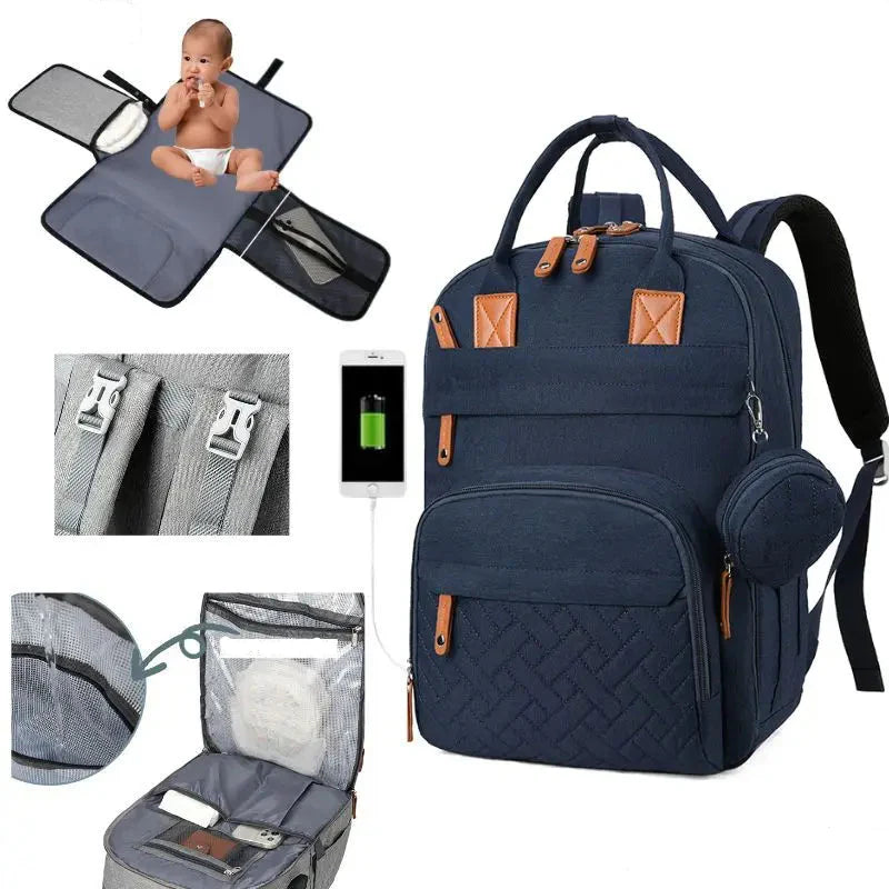 Sac à dos à langer bébé grande capacité USB - Porto Rico™