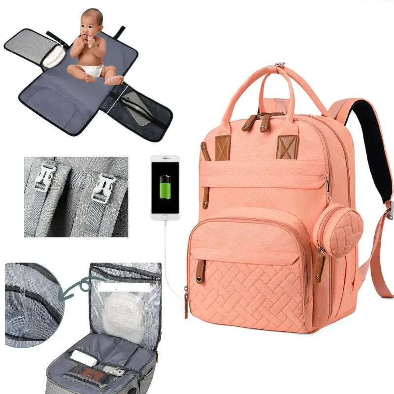 Sac à dos à langer bébé grande capacité USB - Porto Rico™