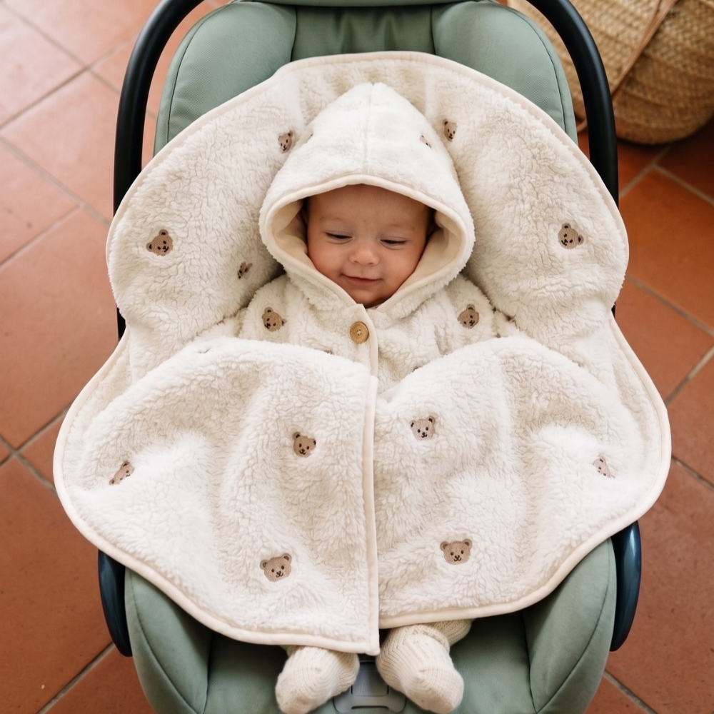 Cape Polaire Bébé à Capuche – Manteau Porte-Bébé 0-36 mois