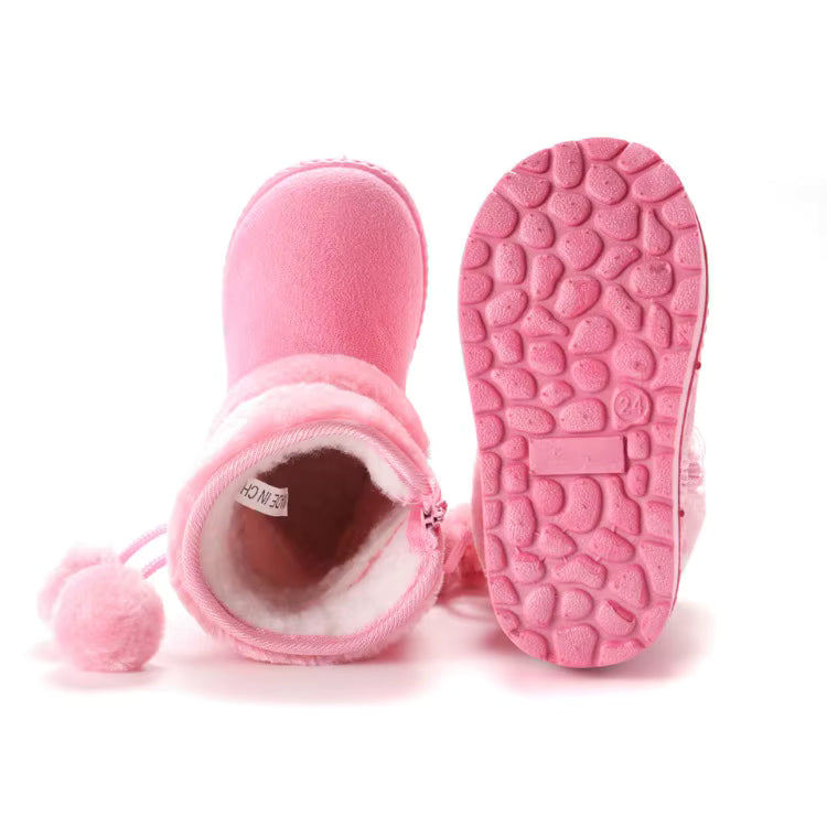Bottes de Neige Bébé Fourrées avec Pompons