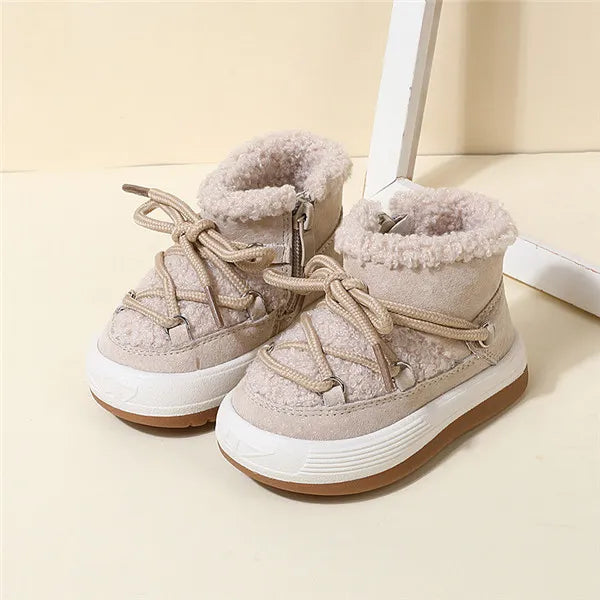 Bottines Bébé Hiver – Garçon Et Fille, Doublure Peluche Chaude, Semelle Antidérapante, Cuir PU Résistant
