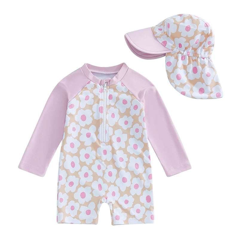 Maillot de Bain Bébé Fille avec Casquette - Lindsay
