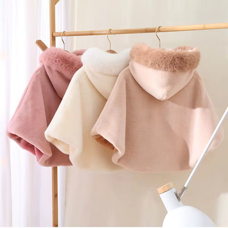 Poncho Bébé Cape à Capuche Chaude Hiver - Manteau Doux Coupe-Vent 0-3 Ans Pour Poussette Et Voiture