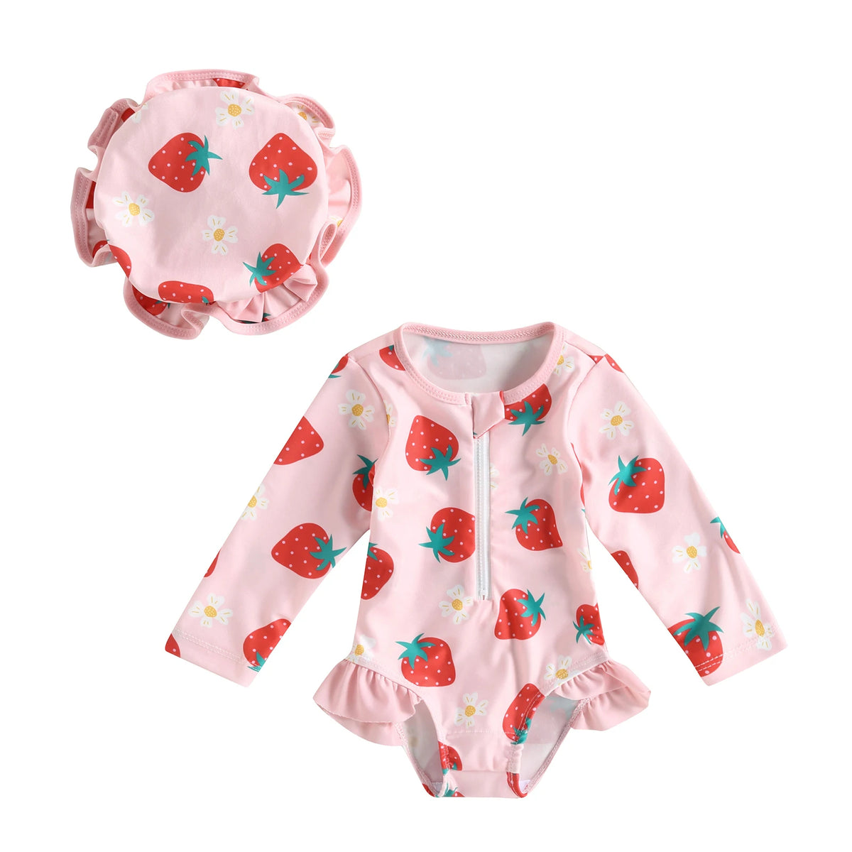 Maillot De Bain Bébé Fille UV50+ Zip Intégral + Chapeau Soleil – Protection Solaire Tout-en-Un