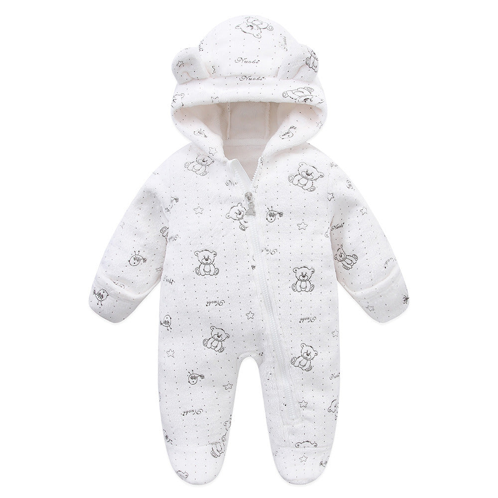 Combinaison bébé polaire à capuche ourson blanche à motif oursons