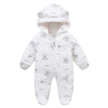 Combinaison bébé polaire à capuche ourson blanche à motif oursons