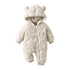 Combinaison bébé polaire doublée sherpa beige à capuche oreilles d&