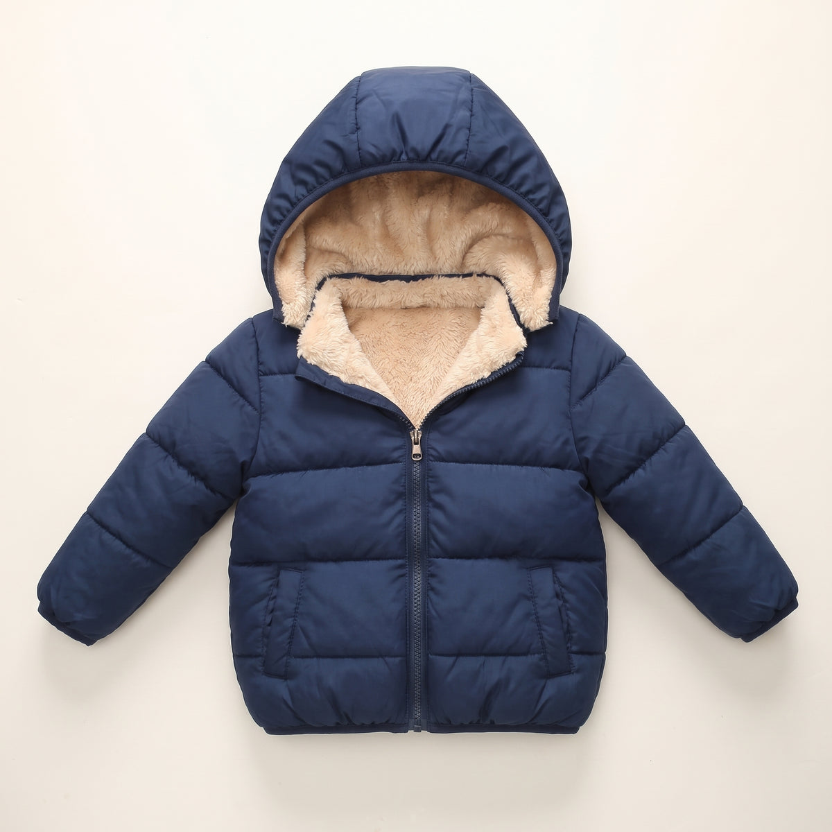 Doudoune Bébé et Enfant à Capuche Doublée Effet Agneau – 18 mois-6 ans