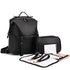 sac à langer MENDY noir, sac à dos à langer élégant et imperméable, sac à langer multifonction en cuir vegan, sac à langer design pour bébé avec matelas et pochette amovible